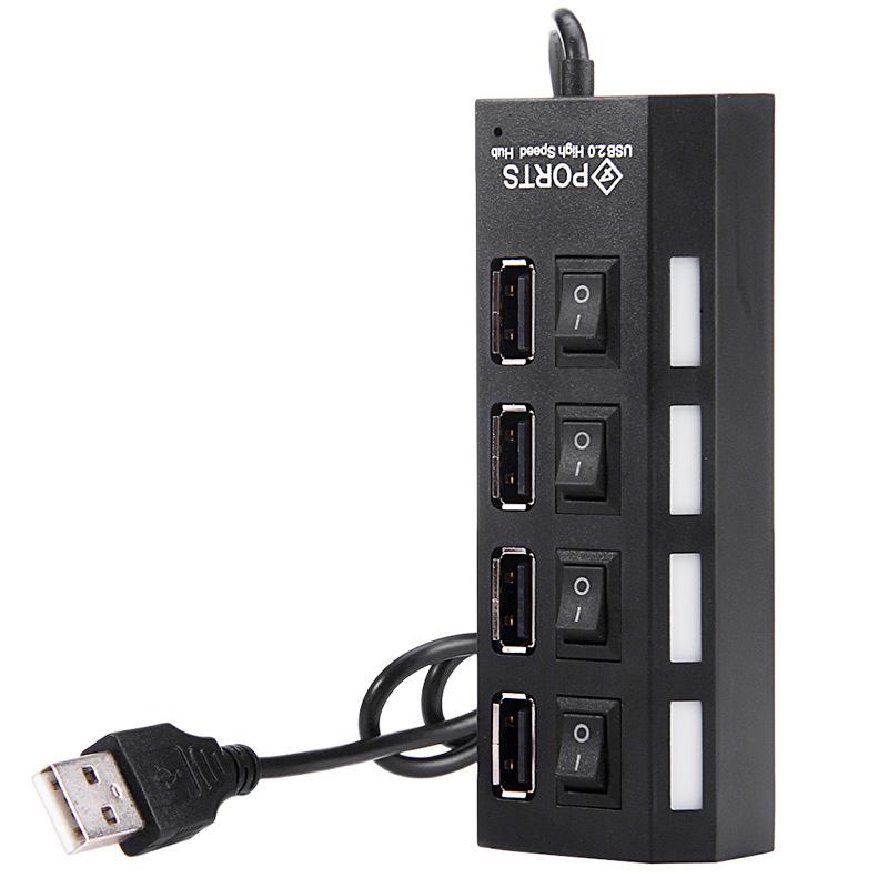 Portable 4 Ports USB 2.0 Hub with Independent Switches – Black  |  Adatpers / Converters / Cables Adatpers / Converters / Cables Adatpers / Converters / Cables