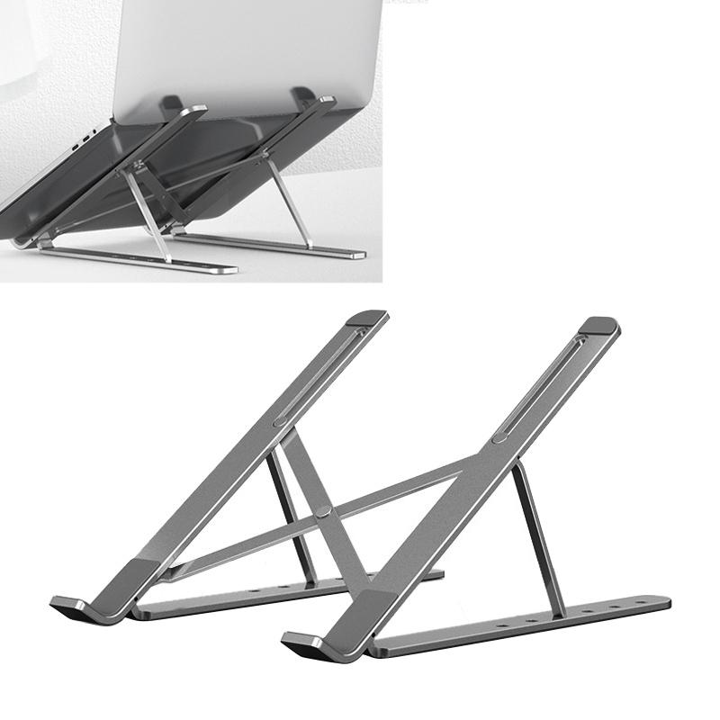 Portable Adjustable Laptop Stand Desktop Lifting Height Increase Rack Folding Heat Dissipation Holder, Style: Ordinary (Grey)  |  Laptop Stands Computer Accessories Laptop Stands