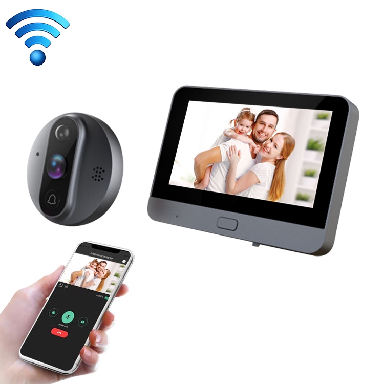 R9 4.3 inch WiFi Smart Video Visual Electronic Peephole Doorbell (Black)  |  Video Door Phones Security & Surveillance Video Door Phones