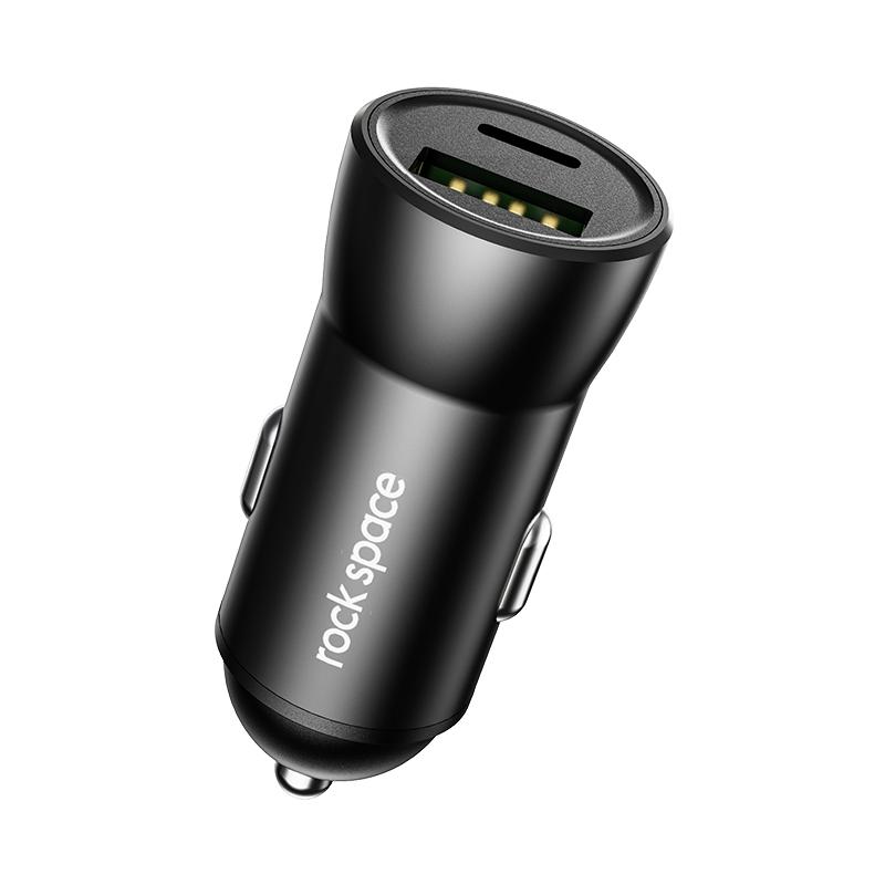 ROCK Space H12 PD 20W Type-C / USB-C + USB Fast Charging Car Charger (Black)  |  Car Charger Car Charger Car Charger