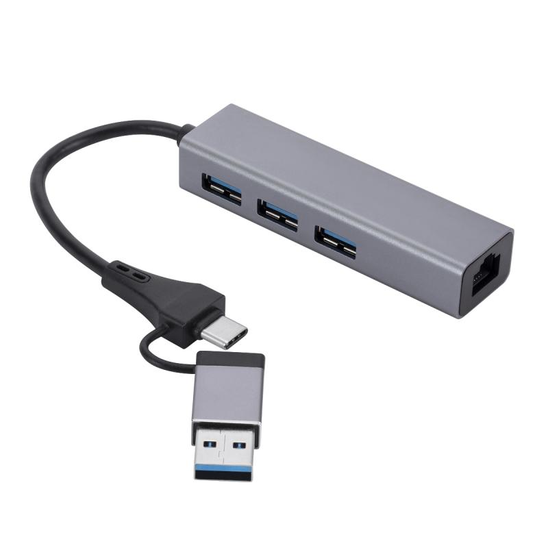 SL-006 USB3.0 Gigabit Network Type-C to Network Port USB x 3 HUB  |  USB Hubs Computer Accessories USB Hubs