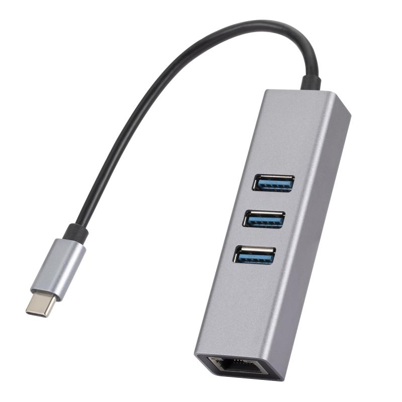 SL-030 USB-C / Type-C to Gigabit Ethernet RJ45 & 3 x USB 3.0 Adapter Converter HUB (Grey) – USB-C / Type-C to RJ45 & 3 x USB  |  USB Hubs Computer Accessories USB Hubs