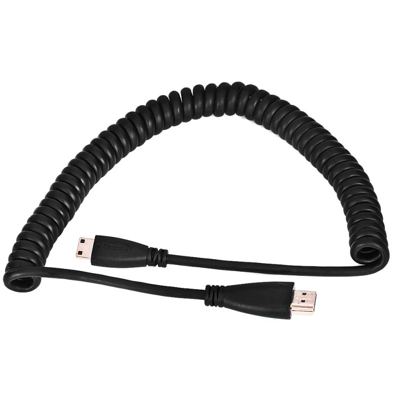 Straight Mini HDMI Male to HDMI Male Spring Cable – Black  |  Adatpers / Converters / Cables Adatpers / Converters / Cables Adatpers / Converters / Cables