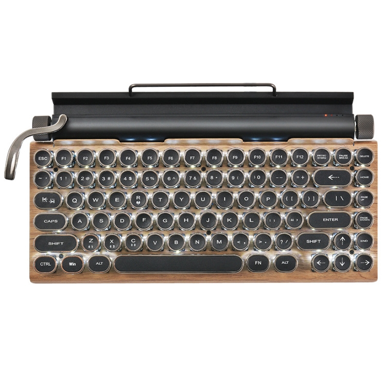 TW1867 Round Retro Punk Keycap Mechanical Wireless Bluetooth Keyboard (Wood)  |  Wireless Keyboards Computer Accessories Wireless Keyboards