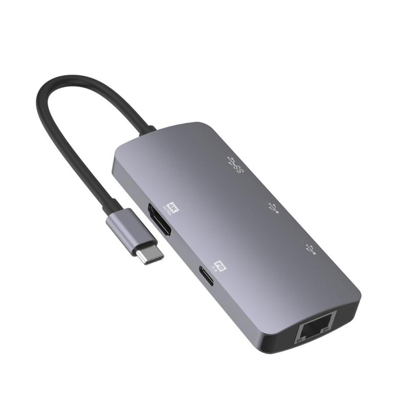 UC910 6-in-1 Type-C to HD+PD3.0+RJ45+USB3.0+USB2.0 x 2 Hub Adapter  |  USB Hubs Computer Accessories USB Hubs