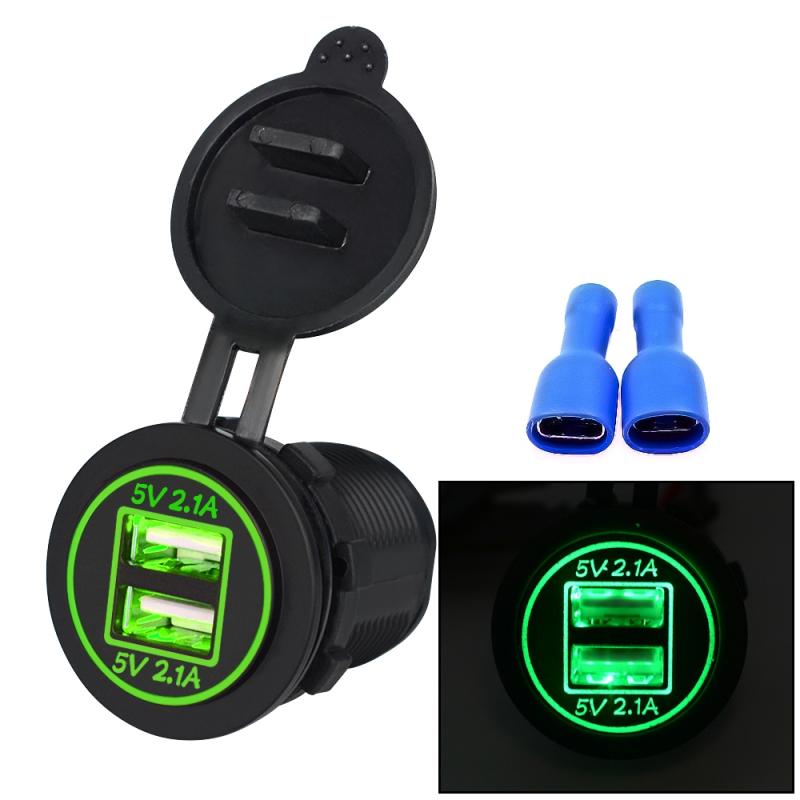 Universal Car Charger 2 Port Power Socket Power Dual USB Charger 5V 4.2A IP66 with Aperture (Green Light) – CS-526A2  |  Car Charger Car Charger Car Charger