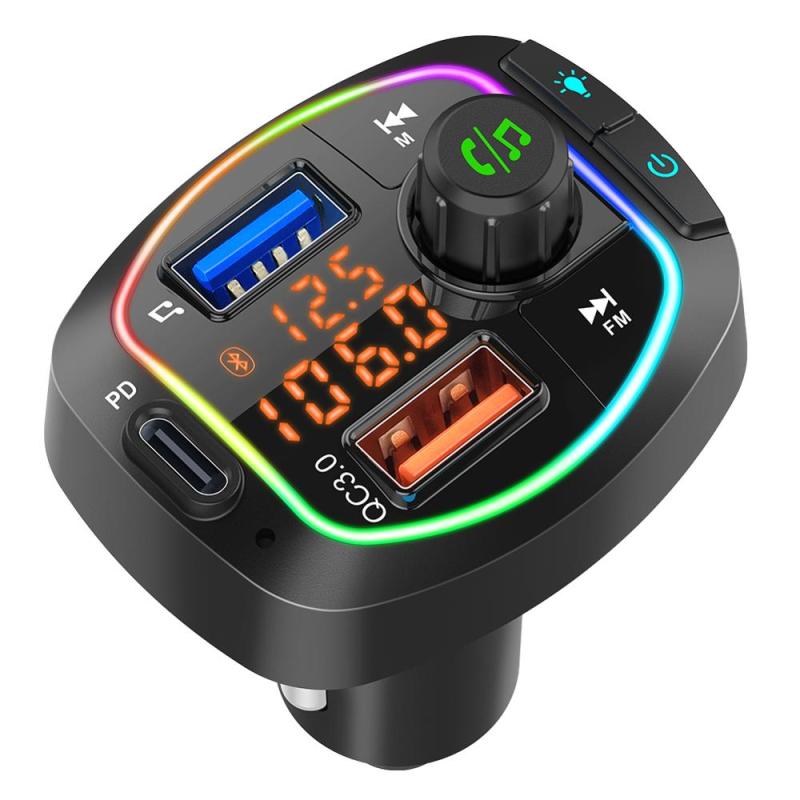 Universal Handsfree Bluetooth 5.0 Car Kit W/ Wireless FM Transmitter, Lossless Music MP3 Player, PD + QC3.0 Quick Charger  |  Bluetooth Car Kits Bluetooth Car Kits Bluetooth Car Kits