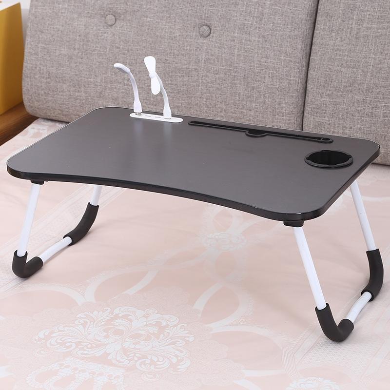 USB Folding Computer Desk With Fan & Lamp, Size: 60x40x28cm (Cool Black)  |  Laptop Stands Computer Accessories Laptop Stands