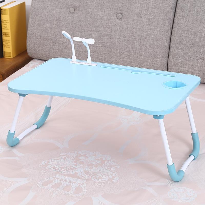 USB Folding Computer Desk With Fan & Lamp, Size: 60x40x28cm (Sky Blue)  |  Laptop Stands Computer Accessories Laptop Stands