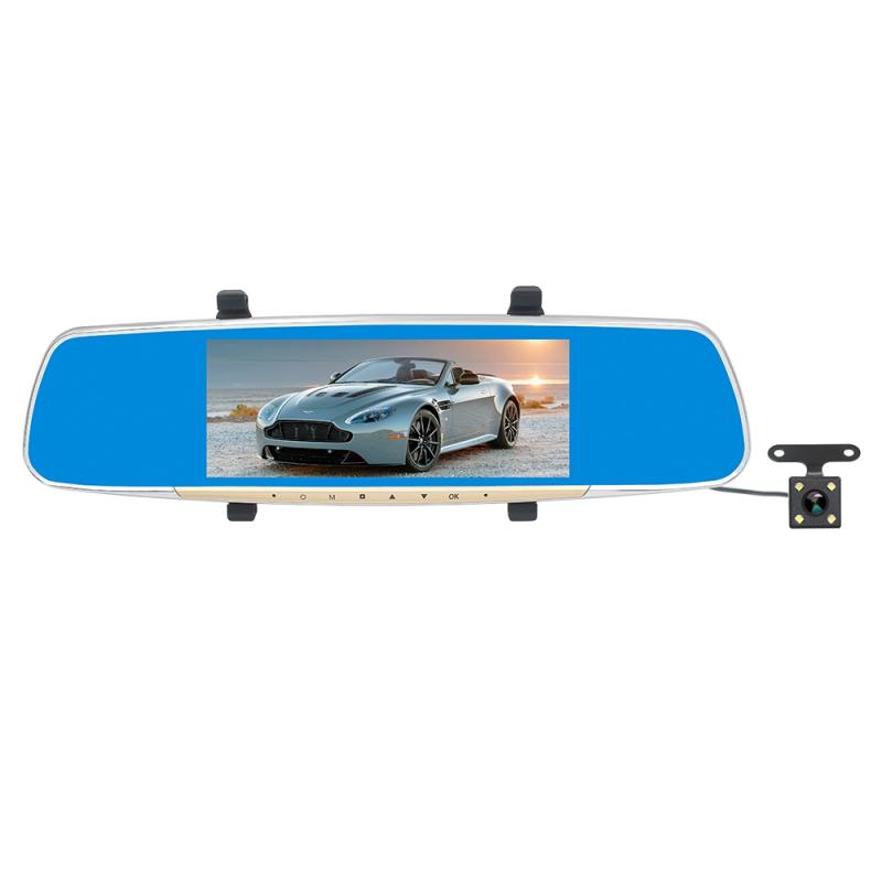 V100 7 inch LCD Touch Screen Rear View Mirror Car Recorder with Separate Camera, 170 Degree Wide Angle Viewing, Support Night Vision / Loop Video / Motion Detection / G-Sensor / TF Card  |  Car DVR Car DVR Car DVR