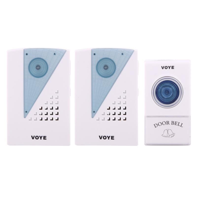 VOYE V001A2 Wireless Smart Music LED Home Doorbell with Dual Receiver, Remote Control Distance: 120m (Open Air)  |  Wireless Doorbell Security & Surveillance Wireless Doorbell