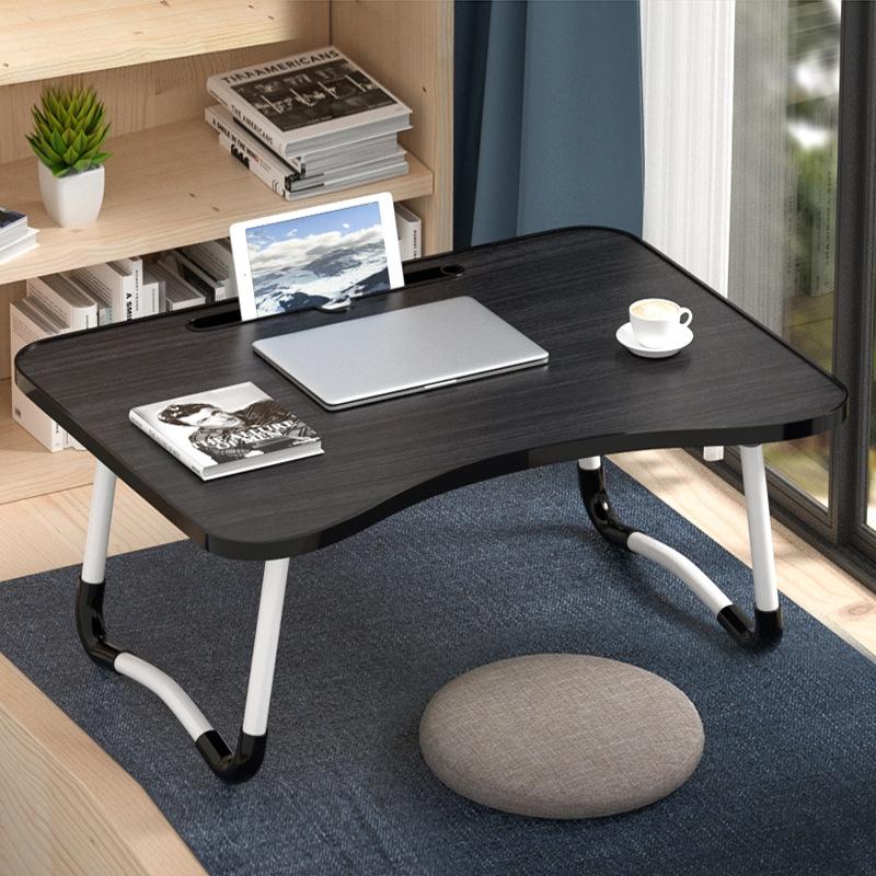 W-shaped Non-slip Legs Adjustable Folding Portable Writing Desk Laptop Desk with Card Slot (Black)  |  Laptop Stands Computer Accessories Laptop Stands