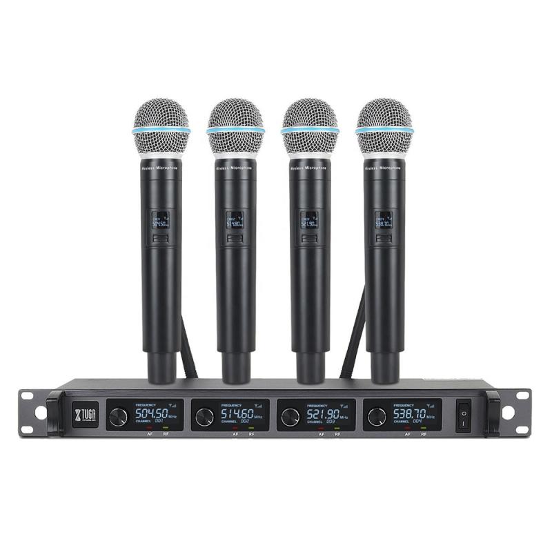 XTUGA A140-H Wireless Microphone System 4 Channel UHF Handheld Microphone (UK Plug)  |  Microphones Computer Accessories Microphones