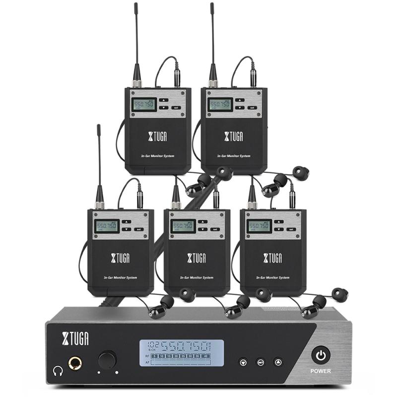 XTUGA IEM1100 Professional Wireless In Ear Monitor System 5 BodyPacks (EU Plug)  |  Microphones Computer Accessories Microphones