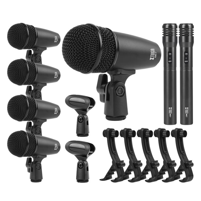 XTUGA MI7-A 7-Piece Wired Dynamic Drum Mic Kit Kick Bass Tom/Snare Cymbals Microphone Set  |  Microphones Computer Accessories Microphones