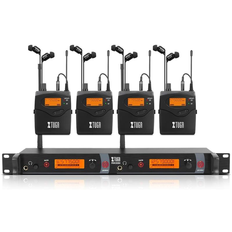 XTUGA RW2080 UHF Wireless Stage Singer In-Ear Monitor System 4 BodyPacks (EU Plug)  |  Microphones Computer Accessories Microphones