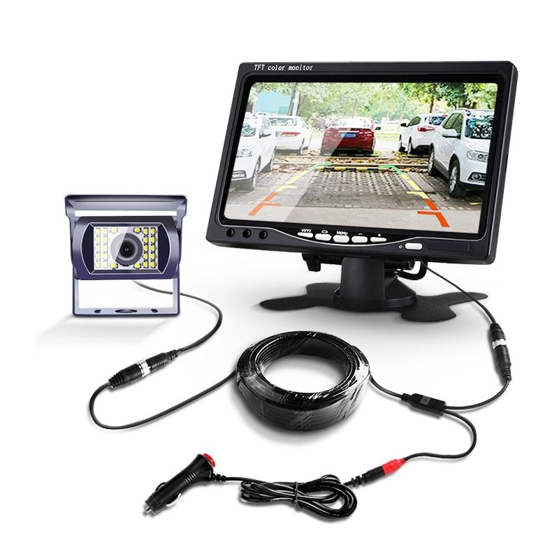 YB-CC-1 12/24V Car 7 Inch Display HD Night Vision Camera Monitoring System Truck Reverse Image, Specification: Camera+1024×600 Display  |  Rear View Cameras Car Electronics Rear View Cameras