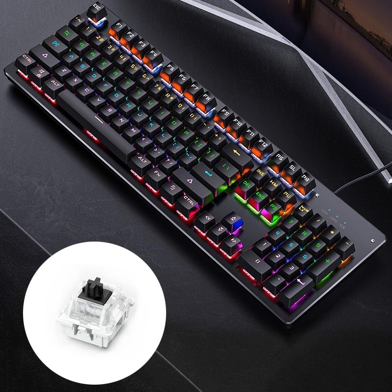 YINDIAO Classic Square Keys Mixed Light USB Mechanical Gaming Wired Keyboard, Black Shaft (Black)  |  Wired Keyboards Computer Accessories Wired Keyboards