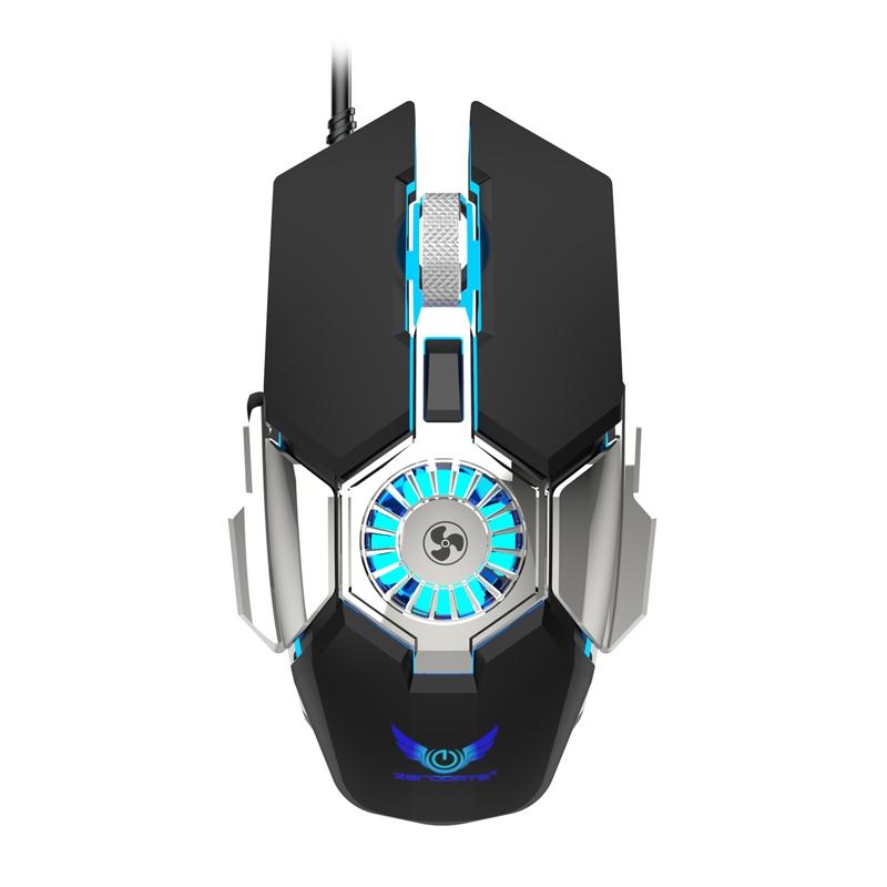 Zerodate G22 6 Keys Fan Cooled RGB Lighted Gaming Mice, Cable Length: 1.5m (Black)  |  Wired Mice Computer Accessories Wired Mice