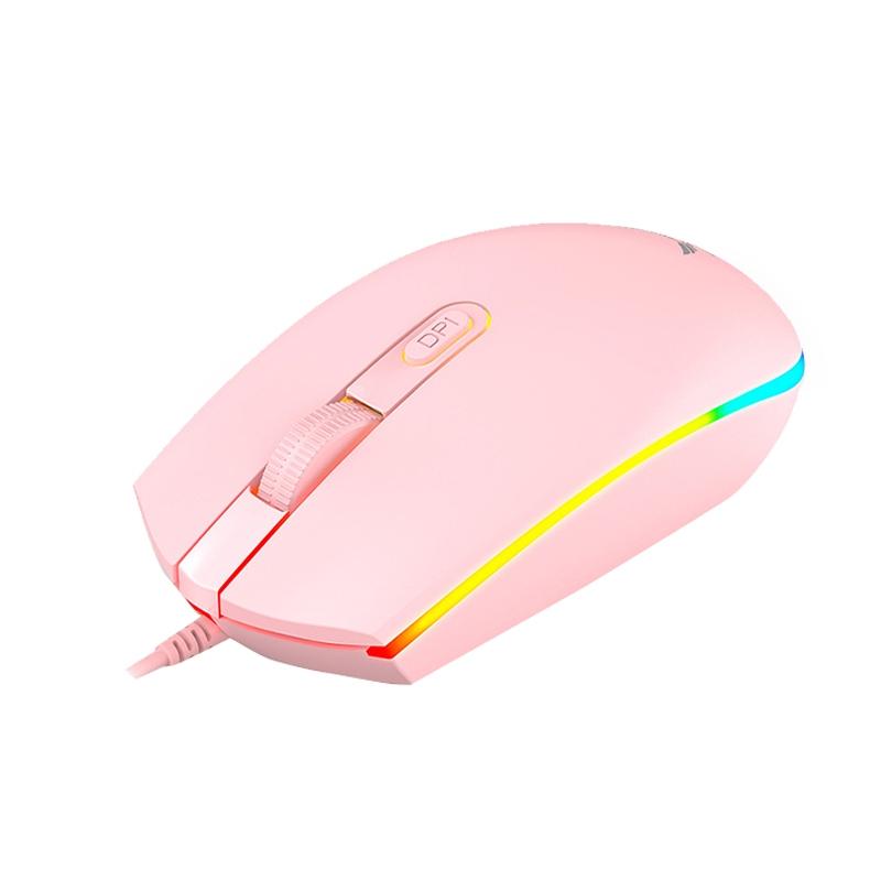 Zerodate V6 4 Keys 1600DPI Game Colorful RGB Marquee USB Wired Mouse, Cable Length: 1.35m (Pink)  |  Wired Mice Computer Accessories Wired Mice