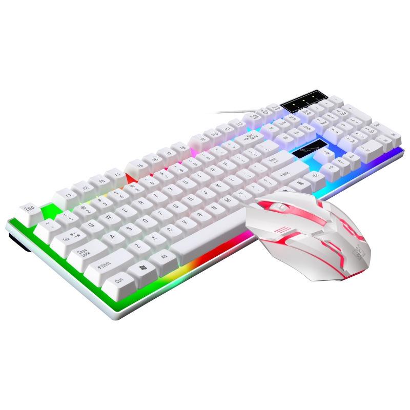 ZGB G21B Colorful Glow USB Wired Keyboard Mouse Set (White)  |  Wired Keyboards Computer Accessories Wired Keyboards