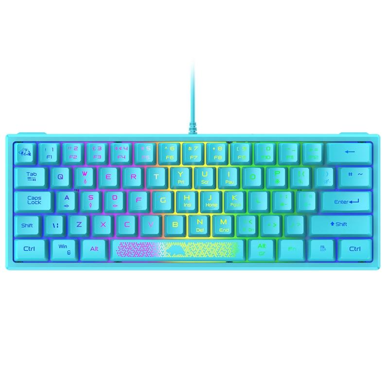 ZIYOU LANG K61 62 Keys RGB Lighting Mini Gaming Wired Keyboard (1.5m Cable, Blue)  |  Wired Keyboards Computer Accessories Wired Keyboards