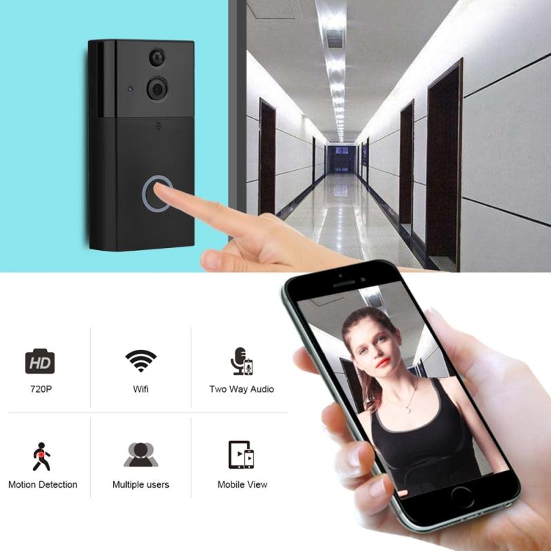 VESAFE HD 720P Security Camera Smart WiFi Video Doorbell Intercom, Support TF Card & Infrared Night Vision & Motion Detection App for IOS and Android (With Ding Dong/Chime) (Black) – VS-A5  |  Video Door Phones Security & Surveillance Video Door Phones