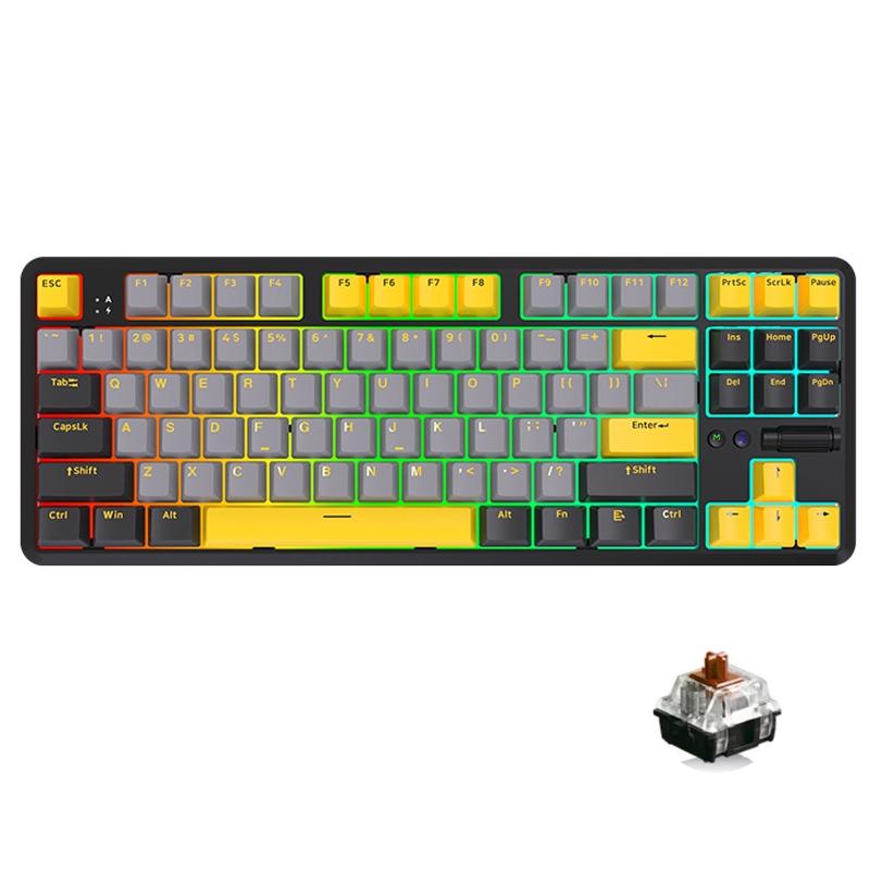 Ajazz K870T Pro 87 Keys Three Mode Wireless/Bluetooth/Wired Pluggable RGB Mechanical Keyboard Tea Shaft (Black) – Pro Tea Shaft (Black)  |  Wireless Keyboards Computer Accessories Wireless Keyboards