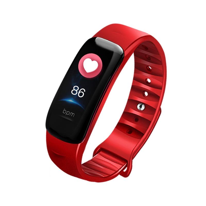 C1S 0.96 inches IPS Color Screen Smart Bracelet IP67 Waterproof, Support Call Reminder /Heart Rate Monitoring /Blood Pressure Monitoring /Sleep Monitoring /Sedentary Reminder / Remote Control (Red)  |  Smart Bracelets Smart Bracelets Smart Bracelets