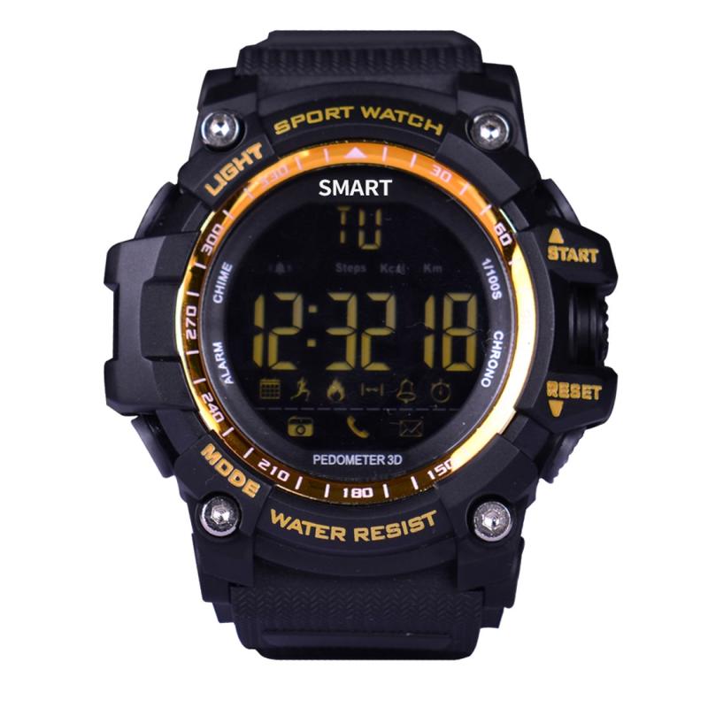 EX16 1.12 Inch FSTN LCD Full Angle Screen Display Sport Smart Watch, IP67 Waterproof, Support Pedometer / Stopwatch / Alarm / Notification Remind / Call Notify / Camera Remote Control (Gold)  |  Smart Watches Smart Watches Smart Watches