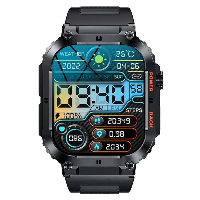 K57 Pro 1.96 Inch Bluetooth Call Music Weather Display Waterproof Smart Watch, Color: Black  |  Smart Watches Smart Watches Smart Watches