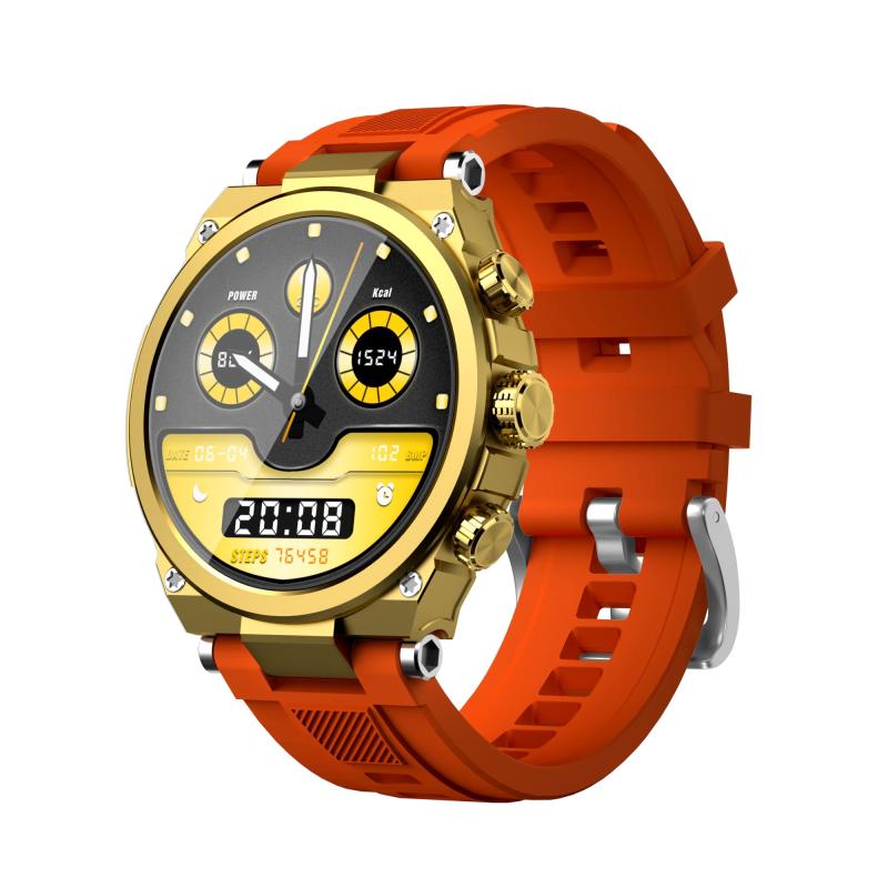 WS-23 1.52 inch IP67 Sport Smart Watch, Support Bluetooth Call / Sleep / Blood Oxygen / Heart Rate / Blood Pressure Health Monitor (Gold+Orange)  |  Smart Watches Smart Watches Smart Watches